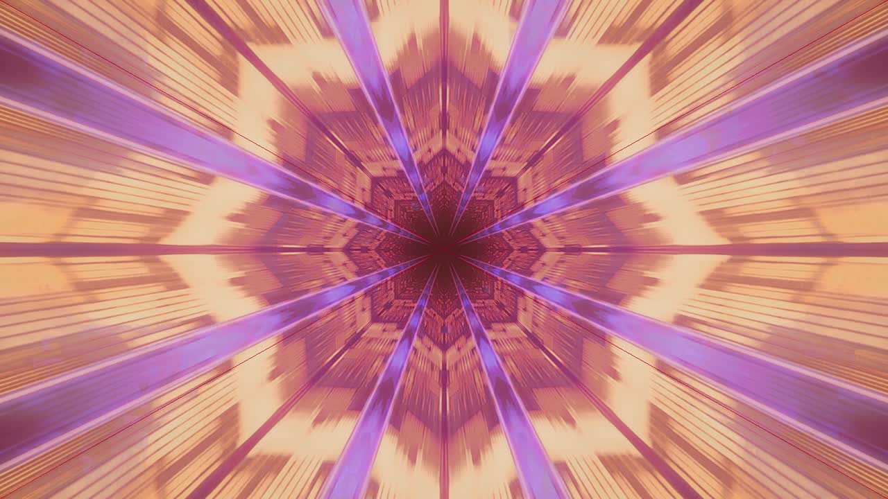 el túnel de luz de neón abstracto a través del bucle de renderización 3d