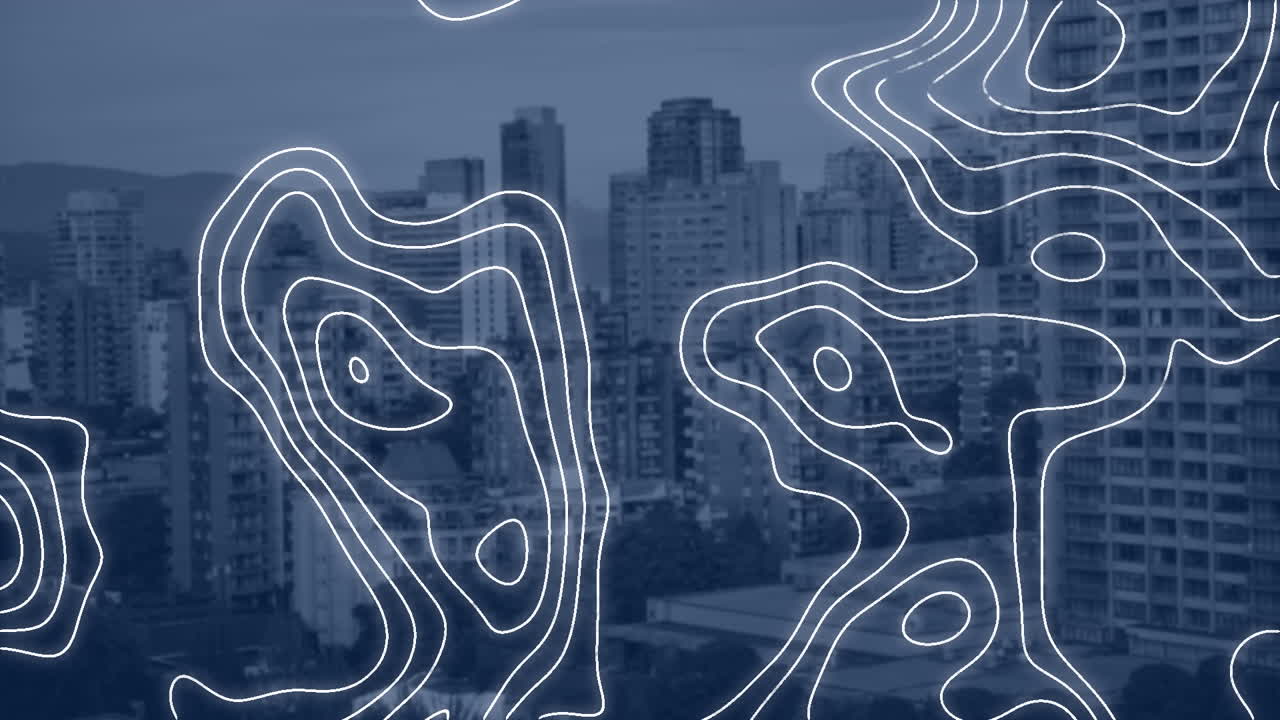 animación de líneas blancas sobre el paisaje urbano