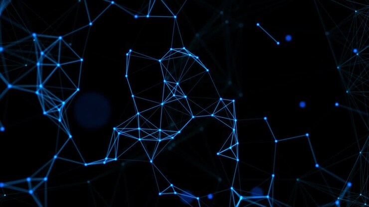 Digital Connection Lines and Dots Technology Background Isolated on Black,4K Video Element