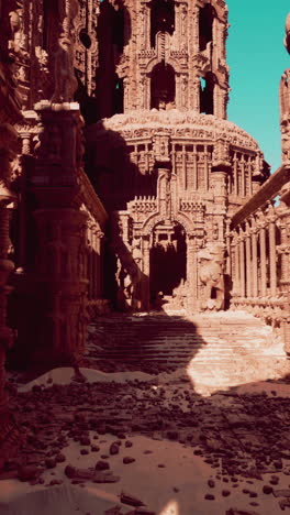 el antiguo templo en ruinas en el desierto