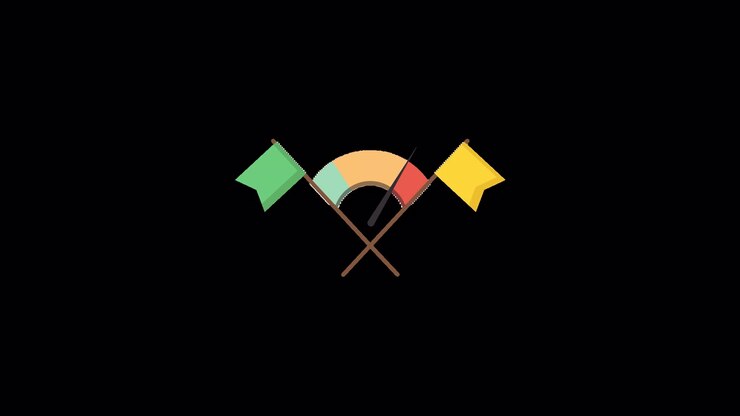 Animated Risk Meter with Flags and Fluctuating Indicator