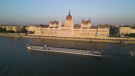 cinematic drone shot above danube river