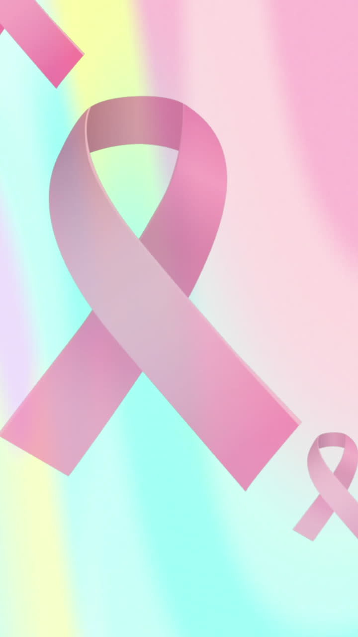 Animation of pink ribbons over colorful background | Premium Stock ...