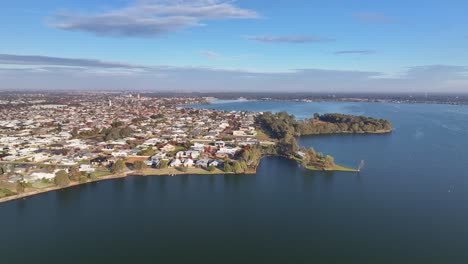 yarrawonga housing extends toward lake mulwala in morning light