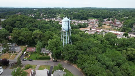 una vista aérea de un barrio residencial en long island, nueva york, con árboles verdes