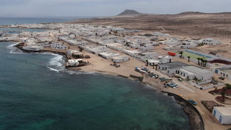 aerial view of la graciosa harbour near island of lanzarote