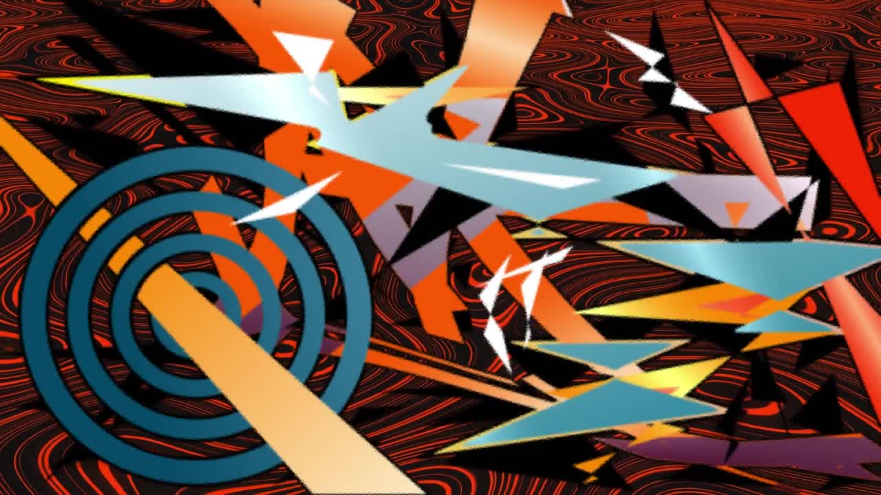 Animation of diverse colorful abstract shapes in digital space