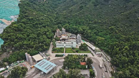 fue a la planta de tratamiento de lixiviados de vertederos en tuen mun, hong kong, vista aérea