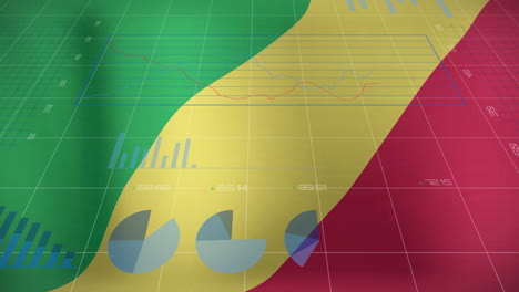 Animation-of-graphs-and-charts-processing-data-over-flag-of-republic-of-the-congo