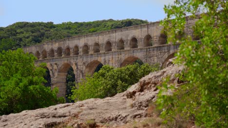 video shoot of pont du gard, a famous roman aqueduct on the gardon river in france