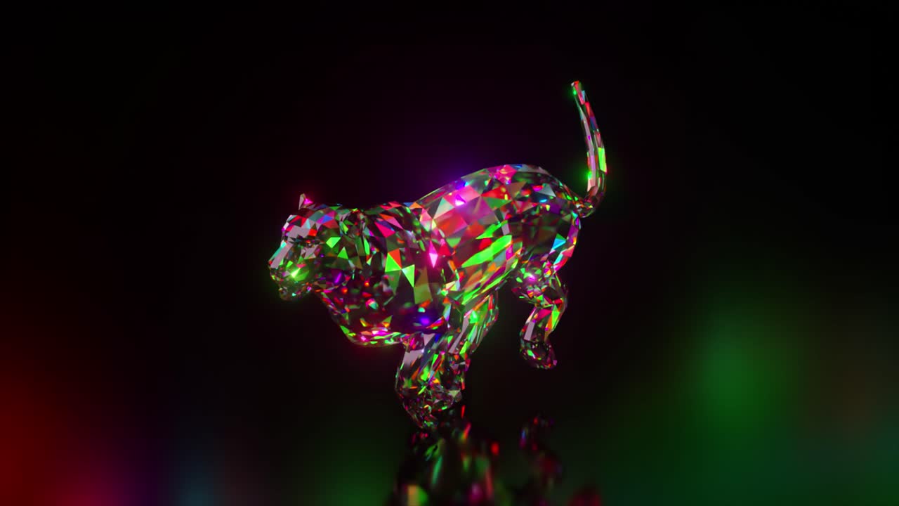 다채로운 다각형 호랑이 3d 렌더링