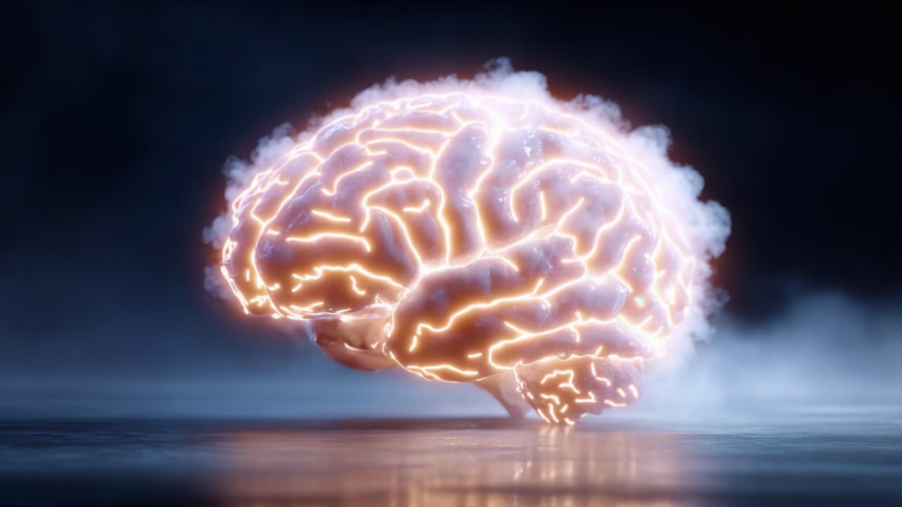 A Stunning Visualization of a Neural Brain with Electric Charges in a Mystical Atmosphere, Capturing the Intricacies of Cognitive Functions and Creativity