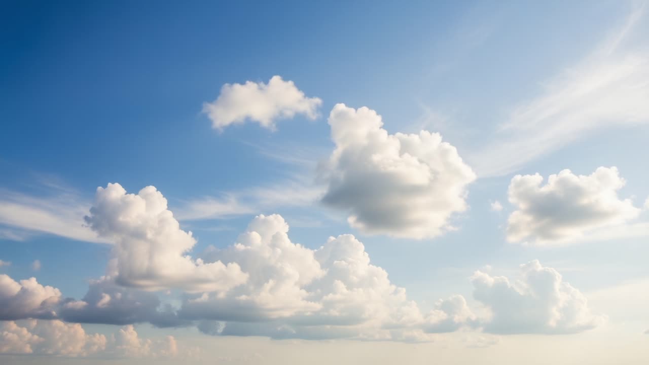 Captivating Changes in the Sky: A Journey Through Fluffy Clouds and Crystal Clear Blue Skies from Dawn to Dusk