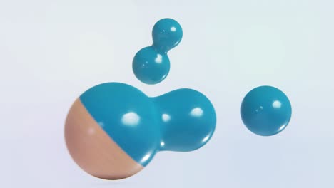 4k video of abstract blue and beige liquid drops background.