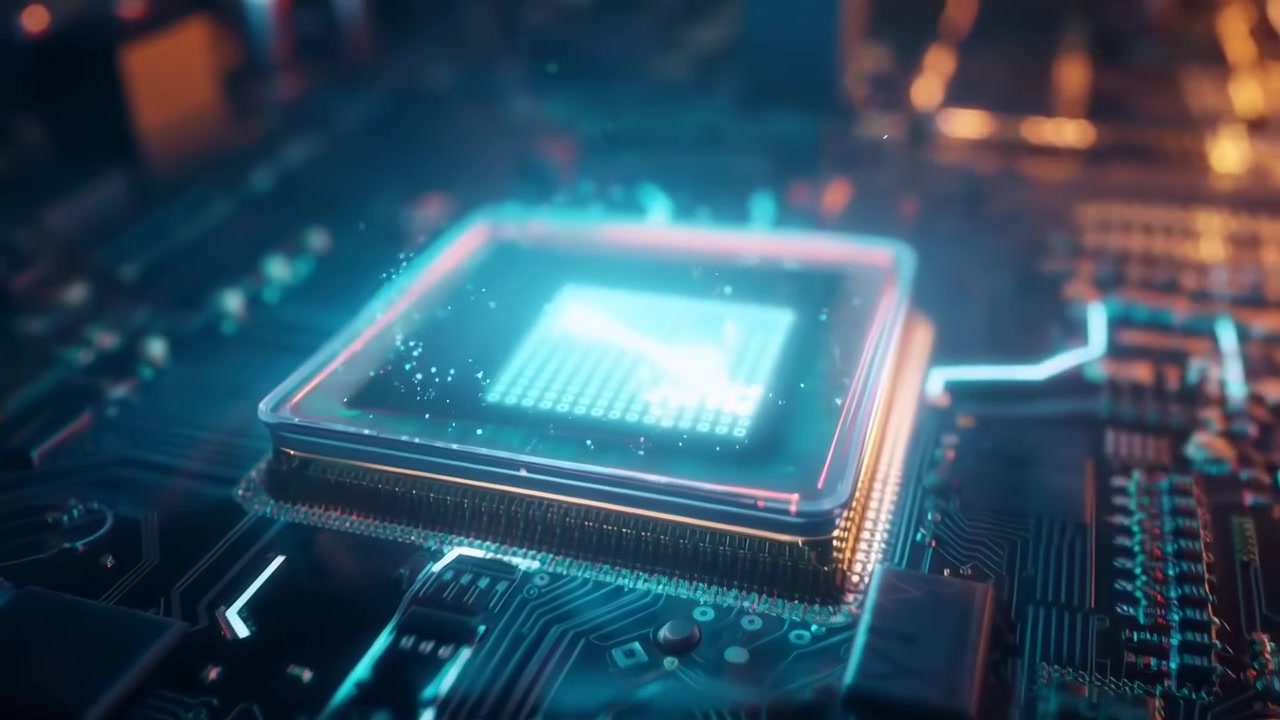 Fremtidsorienteret computerchip der behandler data på et printkort