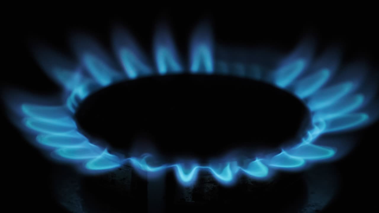 가스 점화, 어두운 배경, 클로즈업