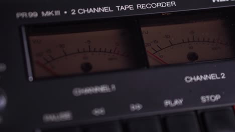 close-up of a revox pr99 mkiii 2-channel tape recorder
