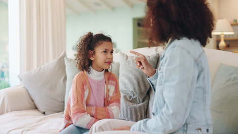 mother disciplining her daughter at home