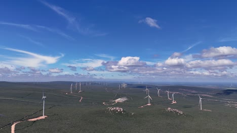 drone video of wind turbines at the morro do chapéu wind farm, brazil