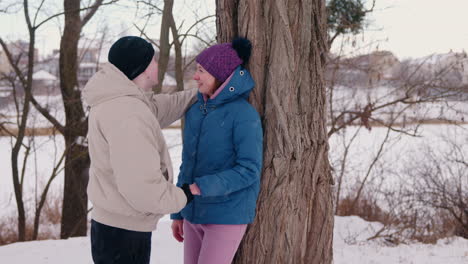 couple enjoying a snowy day