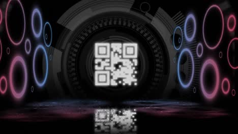 QR-code-scanner-with-neon-elements-against-round-scope-scanner