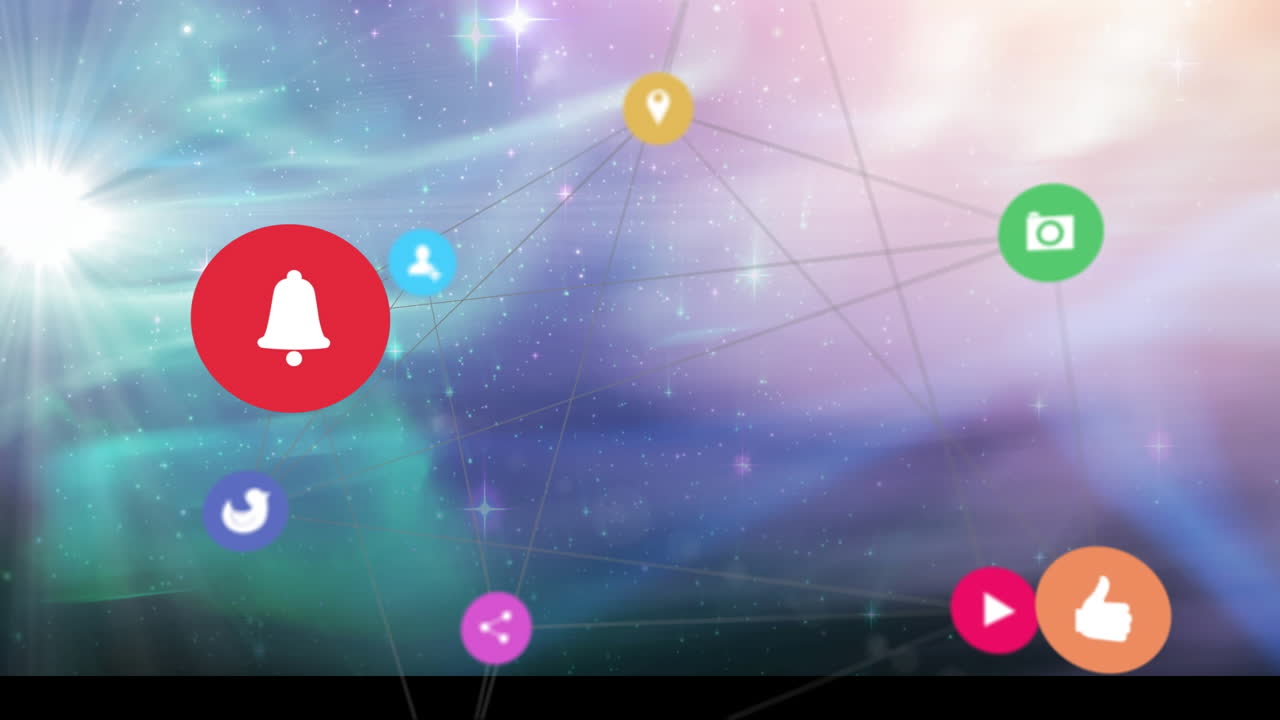 공간 위의 미디어 아이콘의 애니메이션