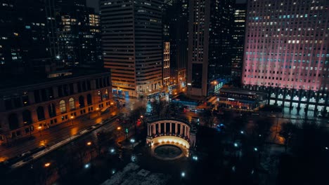 from-Wrigley-Square-revealing-Smurfit-Stone-Building,-intersection-E-Randolph-st-with-N-Milwaukee-Ave