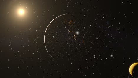 two planets close together silhouetted by sunlight, the universe