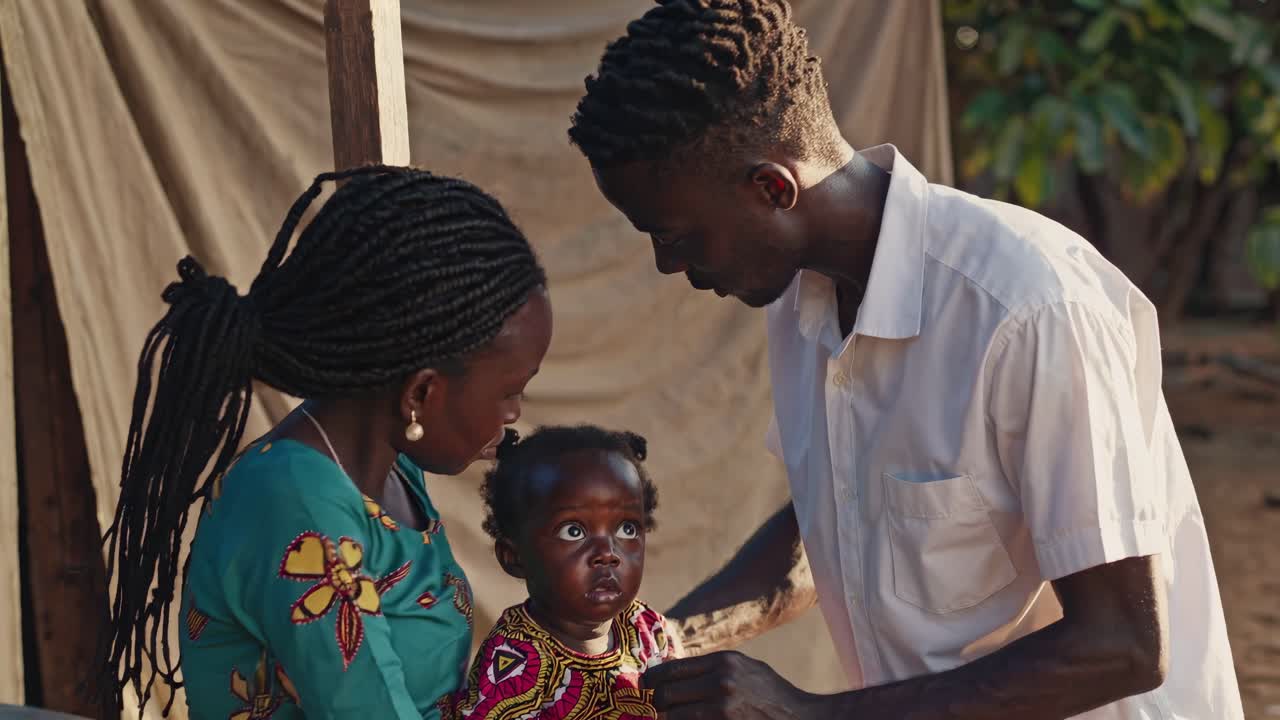 Afrikkalainen perhe lapsen kanssa