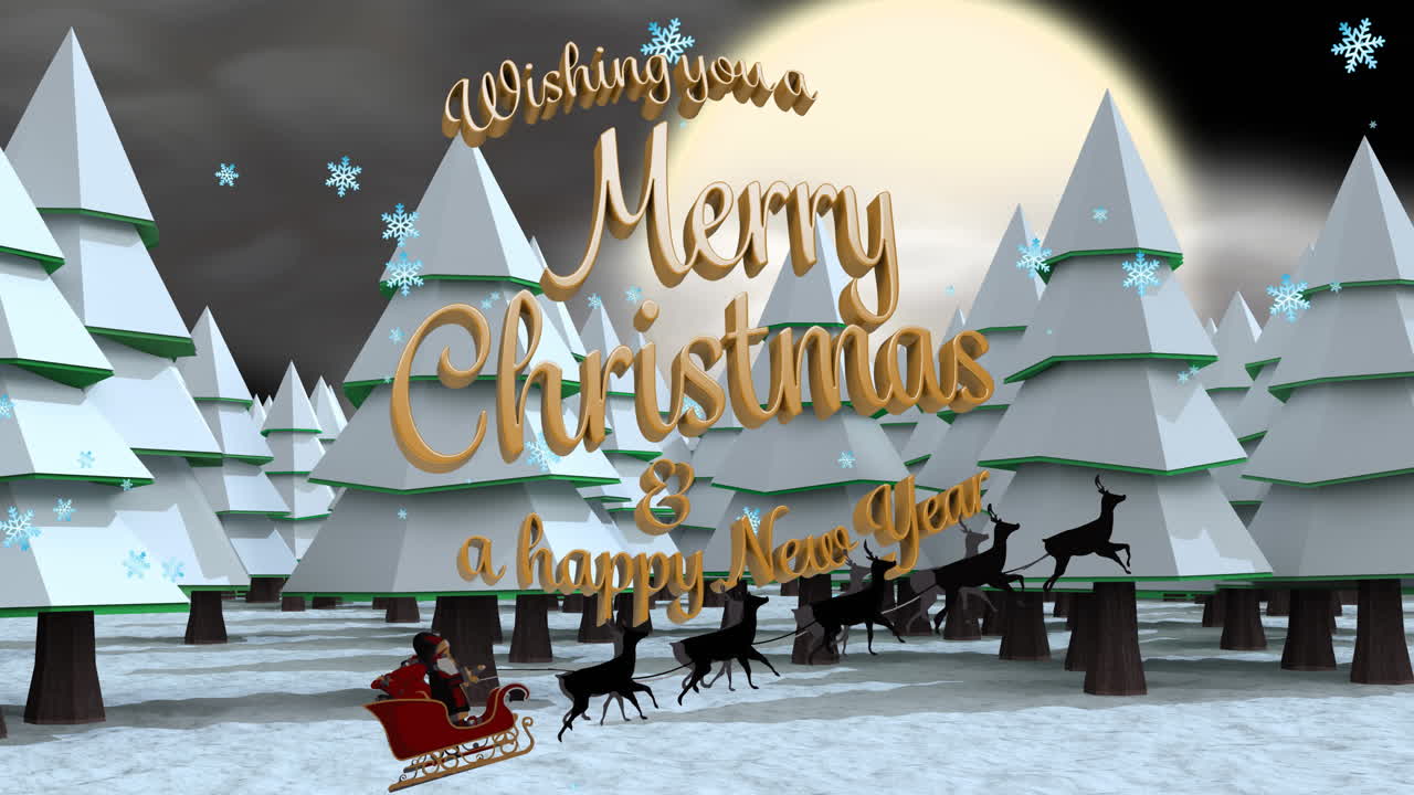 겨울 풍경 위 에 있는 크리스마스 인사 의 애니메이션