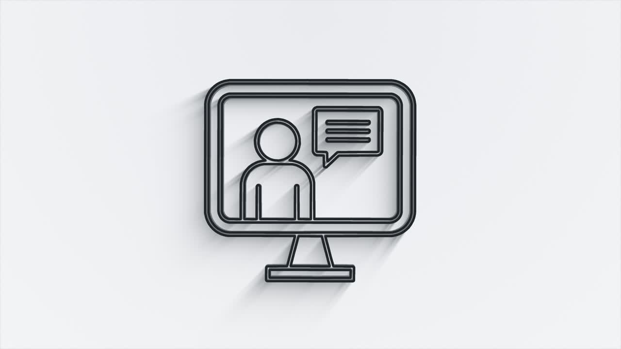 diseño de icono de sombra de línea de medios sociales aislado en fondo blanco. icono web de esquema. gráficos en movimiento.