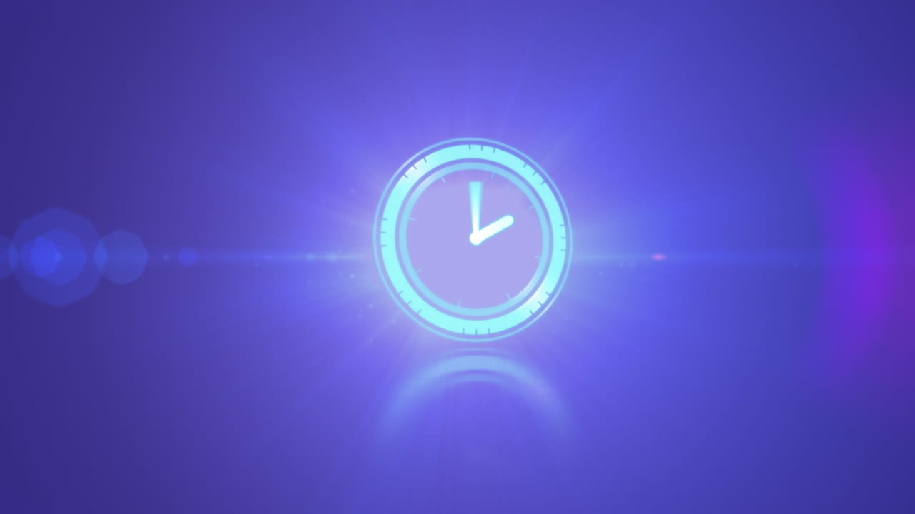 Animation of clock on dark blue background