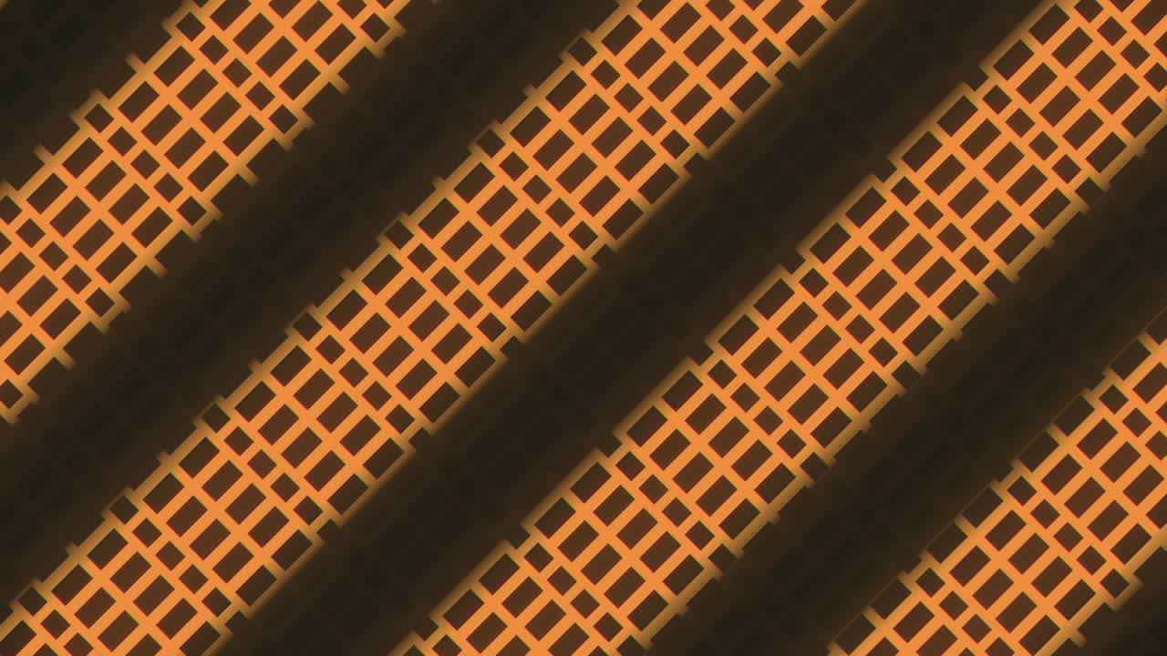 Abstract black and orange striped pattern on dark background. Zigzag composition created by small squares of black and orange in alternating stripes