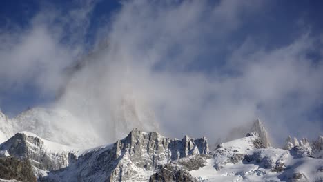 mount fitz roy peak emerges from clouds in a mesmerizing winter timelapse