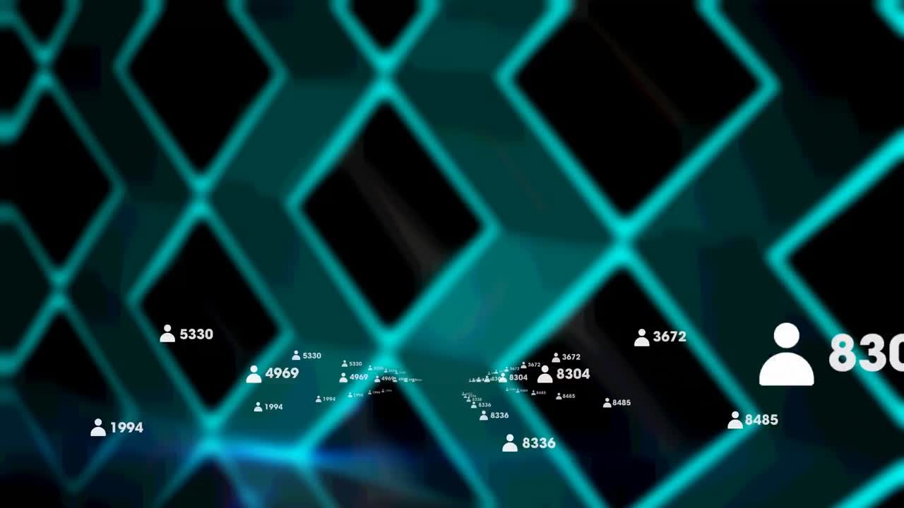 Animation of network of connections over dark background