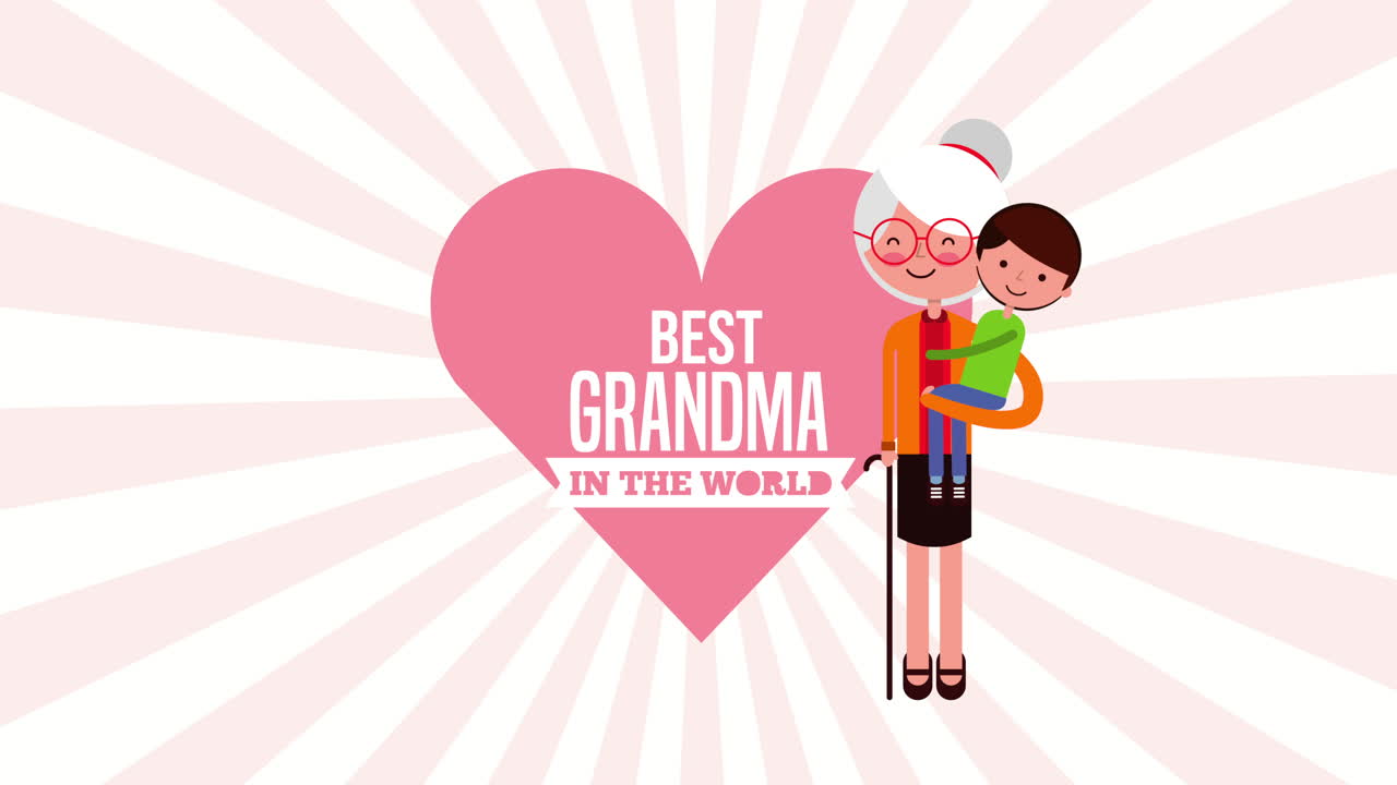 할머니와 손자와 함께 할아버지와 할머니의 축하 카드