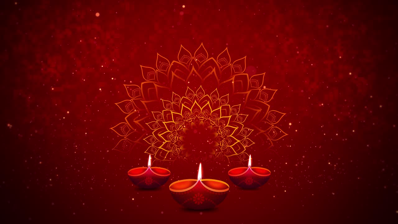 Design decorativo per la festa di Diwali con particelle scintillanti che rivelano il festival, con lampada a olio.
