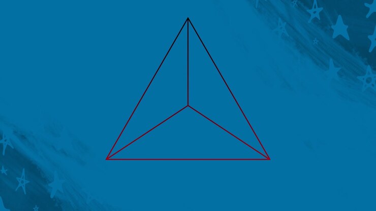 Animation of moving geometrical shape over blue background