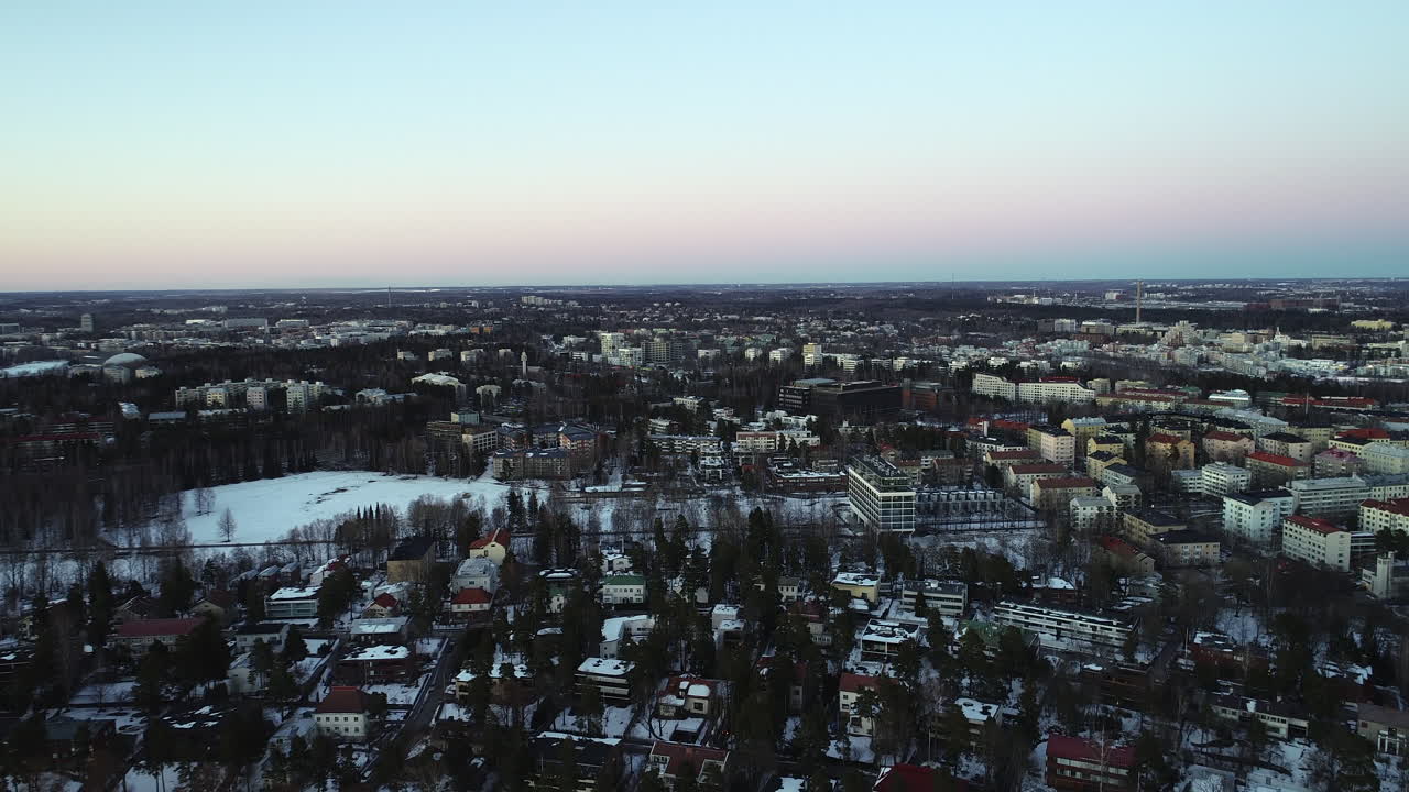 Helsinki drone footage in the winter