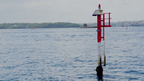 A-nautical-harbour-marker-in-Sydney-harbour,-Australia