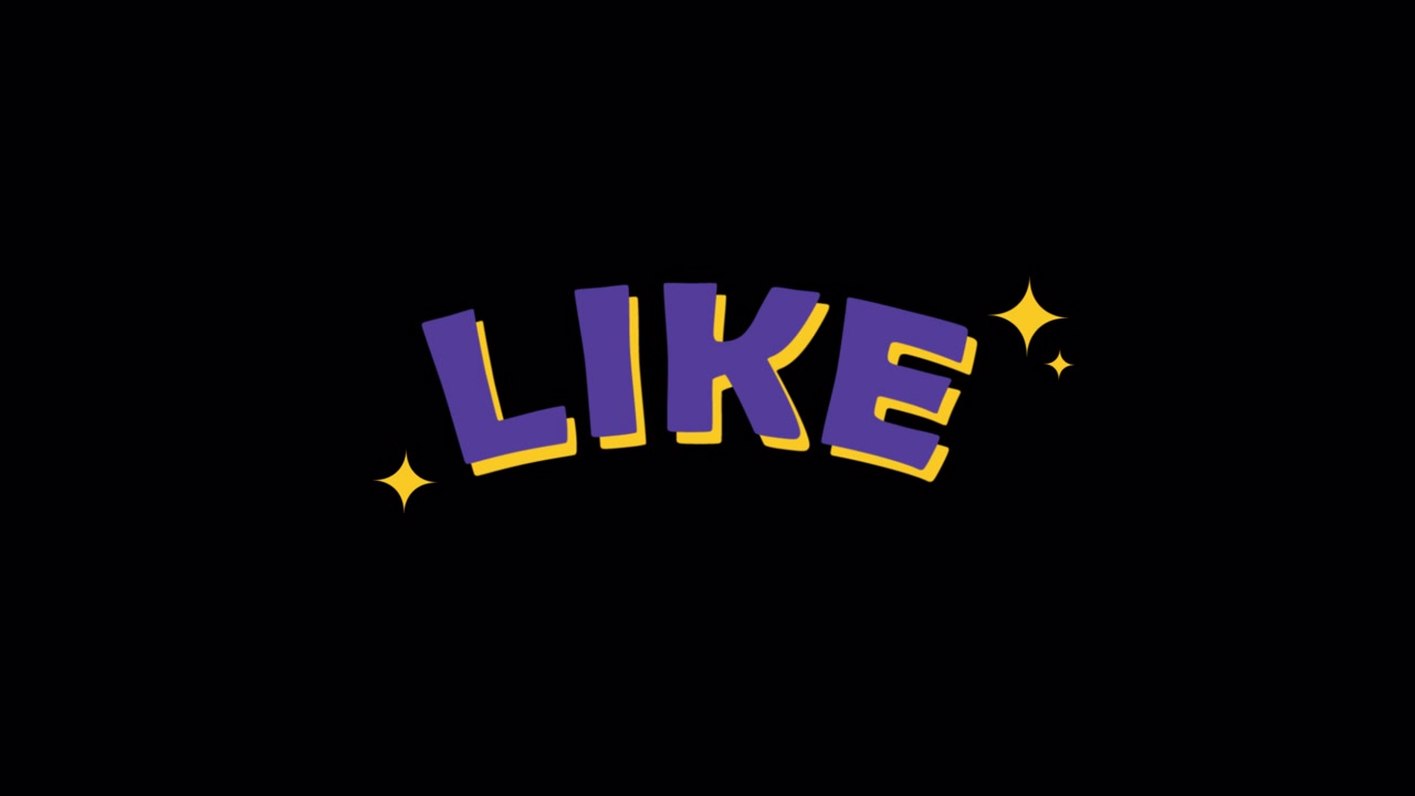 Animated 'Like' Text with Twinkling Stars on Black Background