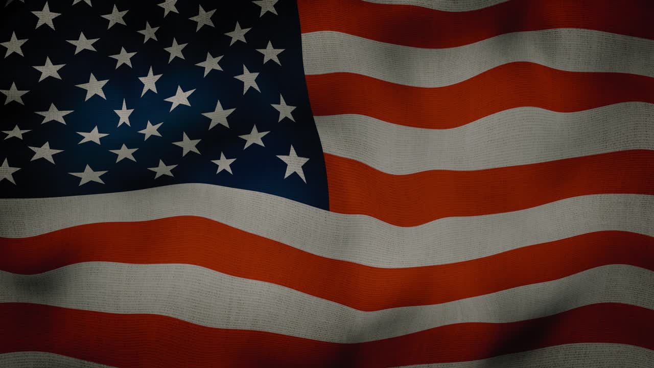 Bucle sin fin de alta calidad de la bandera estadounidense ondeando y llenando todo el encuadre. Ideal para fondos patrióticos, celebraciones del 4 de Julio y temas de identidad nacional.