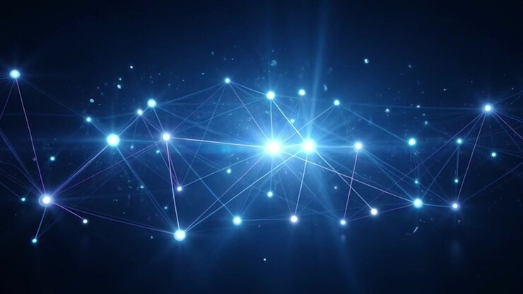 Abstract Digital Network Connection with Glowing Nodes and Lines