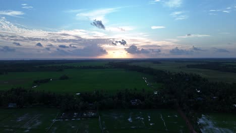 Stunning Aerial View of Rice Paddies at Sunset