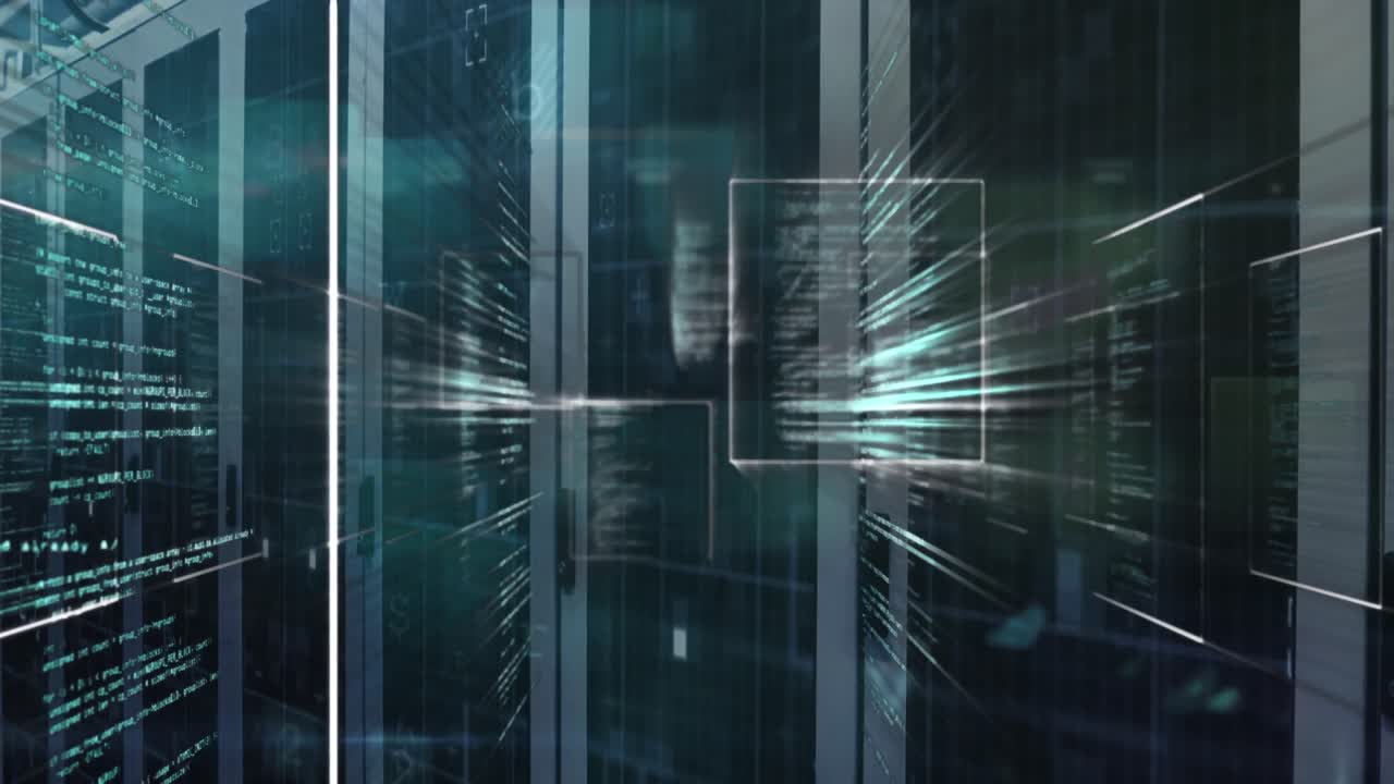 Animation of data processing over server room
