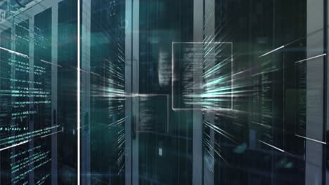 animation of data processing over server room