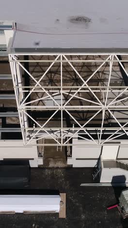 aerial warehouse construction vertical video