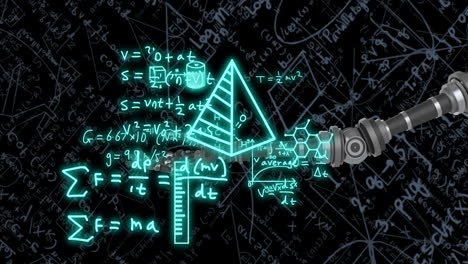 animación del procesamiento de datos científicos sobre el brazo del robot