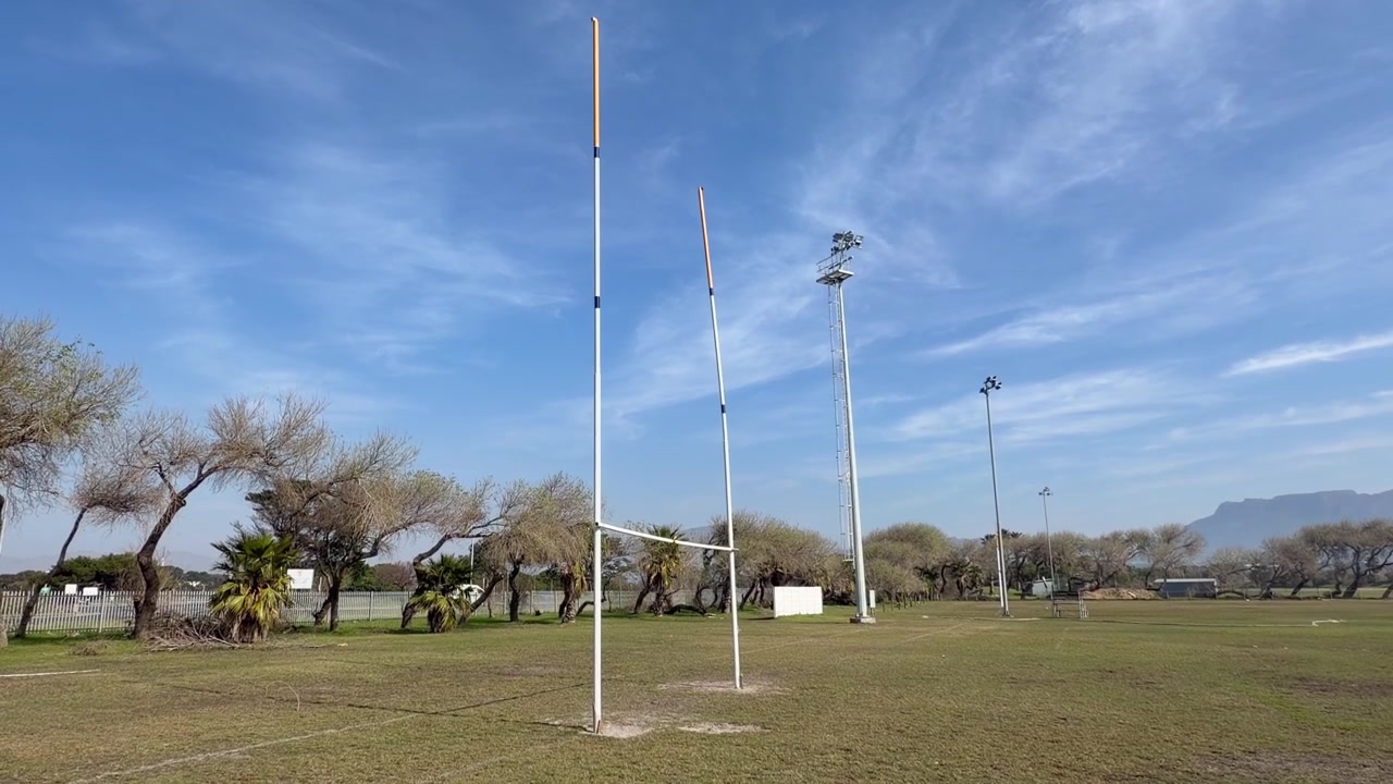 Rugby Goal Posts on an Outdoor Sports Field In Cape Town.
