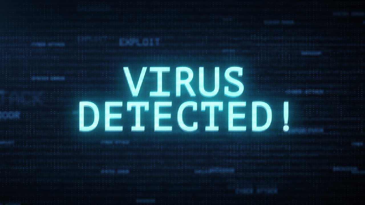 notificación de advertencia detectada de virus de bucle 4k generada en la alerta de seguridad del sistema digital.